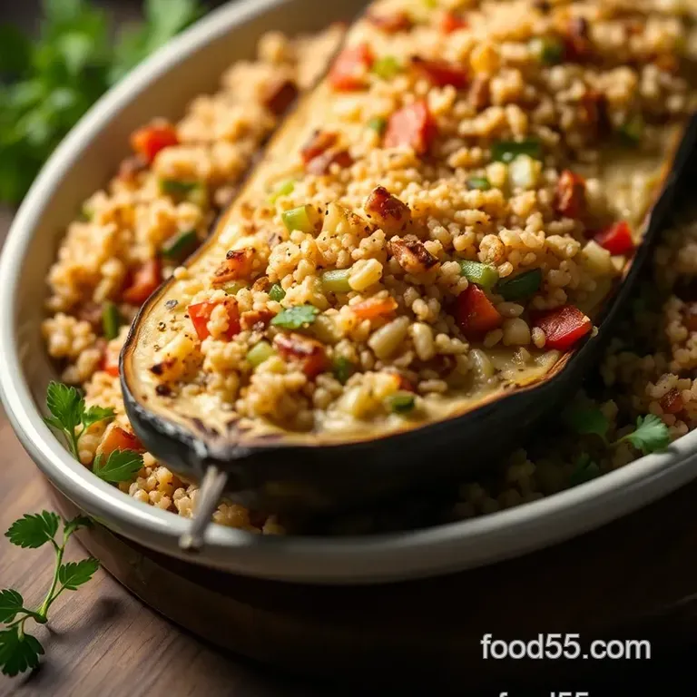 Stuffed White Eggplant with Quinoa and Mediterranean Spices presentation