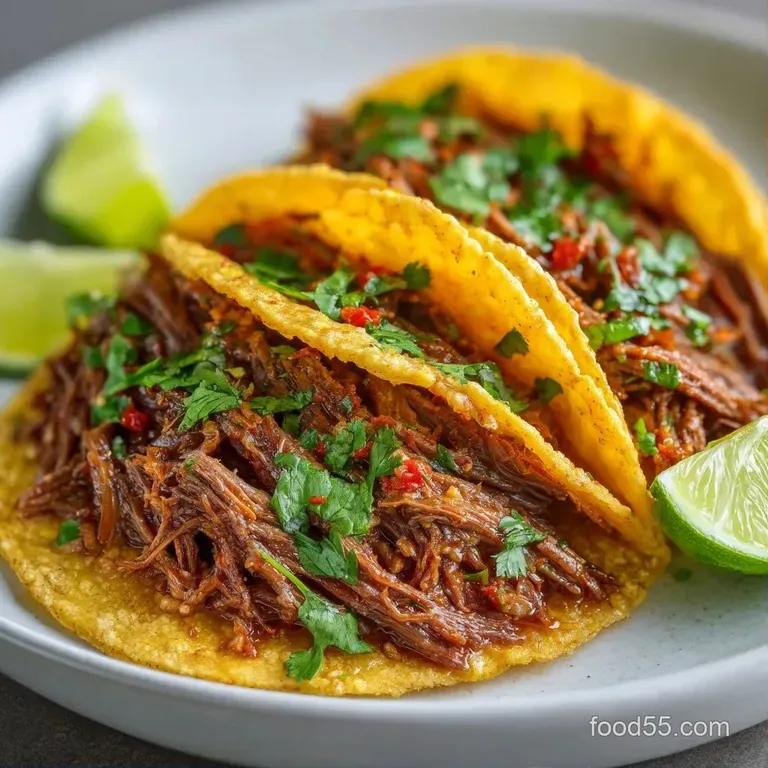 Three colorful tacos lined up on a ceramic platter with bowls of zesty red salsa and creamy avocado on the side.
