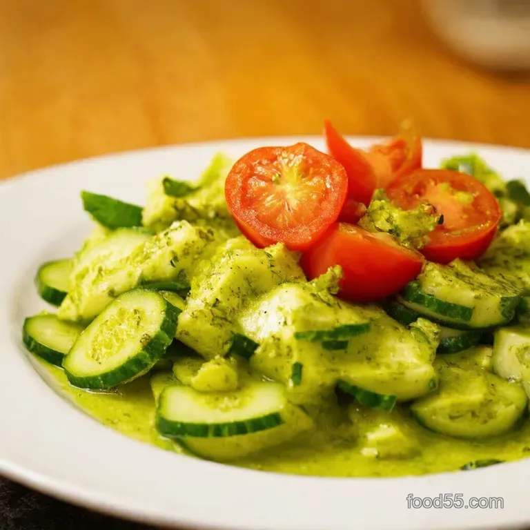 Sunny Cucumber Tomato Salad with Herbed Vinaigrette presentation