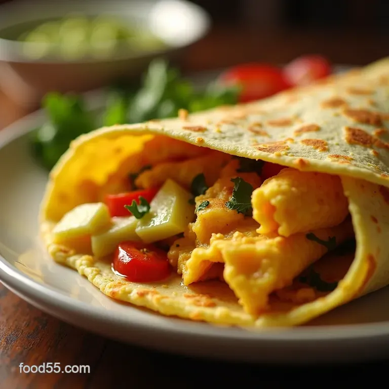 Sunny Fold Omelet Tortilla Breakfast Wraps presentation