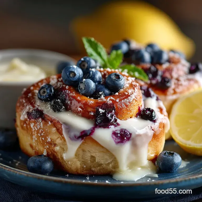 Sunshine Blueberry Swirl Rolls with Lemon Zest Glaze presentation