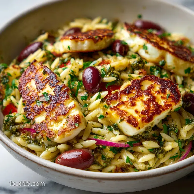 Summer Potluck Recipes: Mediterranean Sunshine Orzo Salad presentation