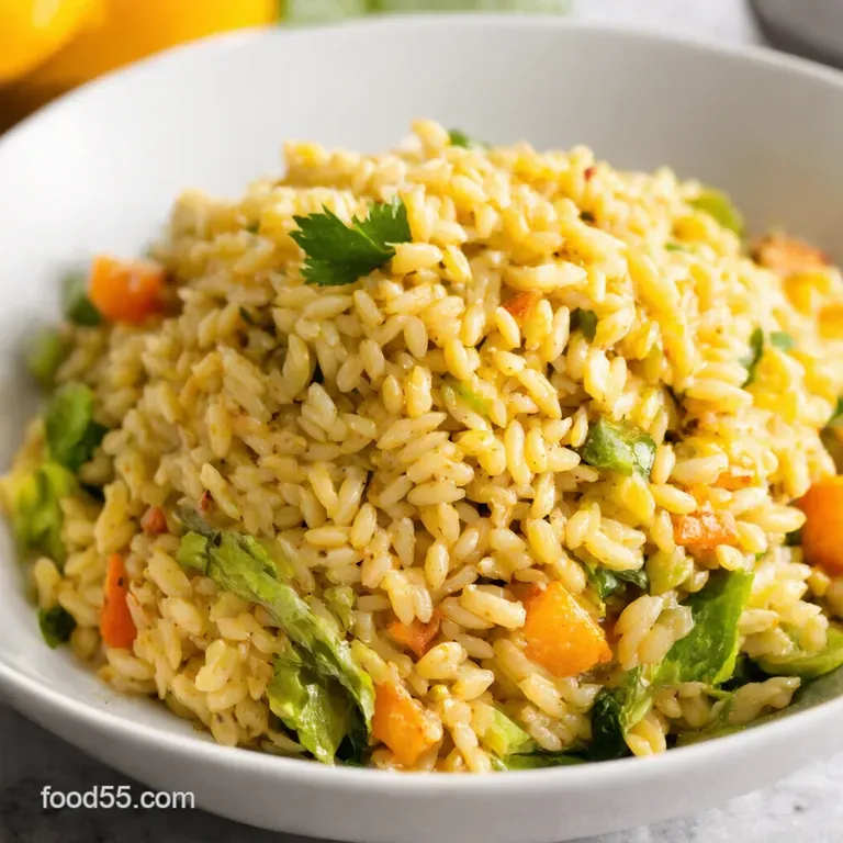 Sunshine Orzo Salad with Grilled Halloumi presentation