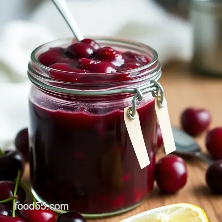 Sweet and Tangy Tart Cherry Jam presentation
