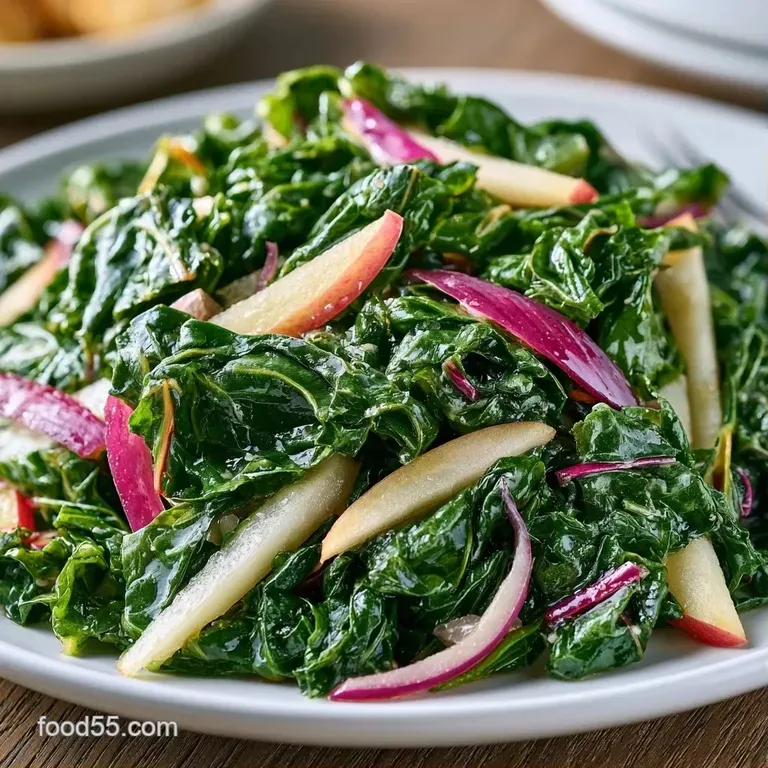 Colorful salad elegantly arranged on a white plate, showcasing bright greens and specks of red and gold.