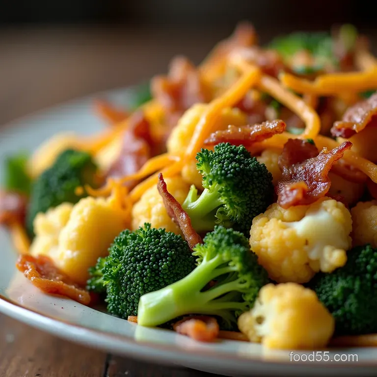 Tangy Broccoli Cauliflower Salad with Bacon Recipe