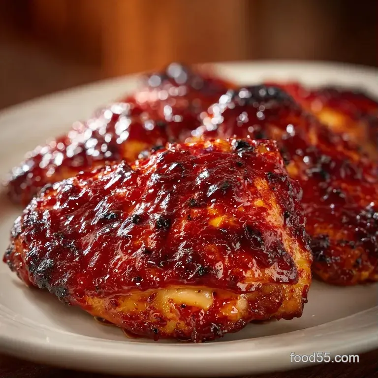 Glazed BBQ meat served on a white plate with a side of crisp, colorful coleslaw and charred corn on the cob.