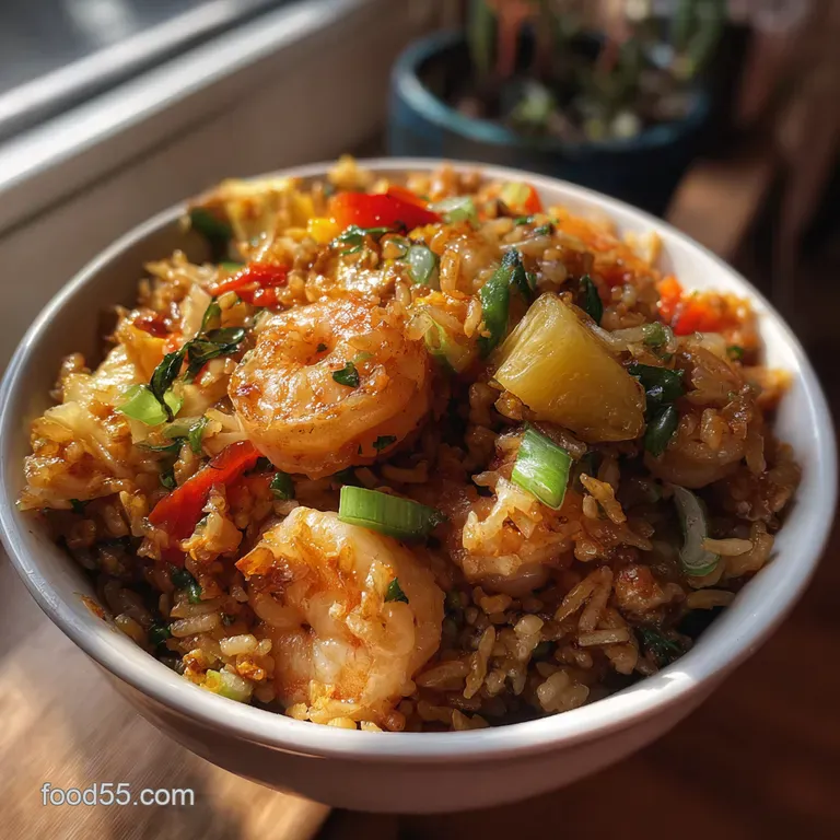 Thaiinspired Pineapple Shrimp Fried Rice Khao Pad Sapparot presentation