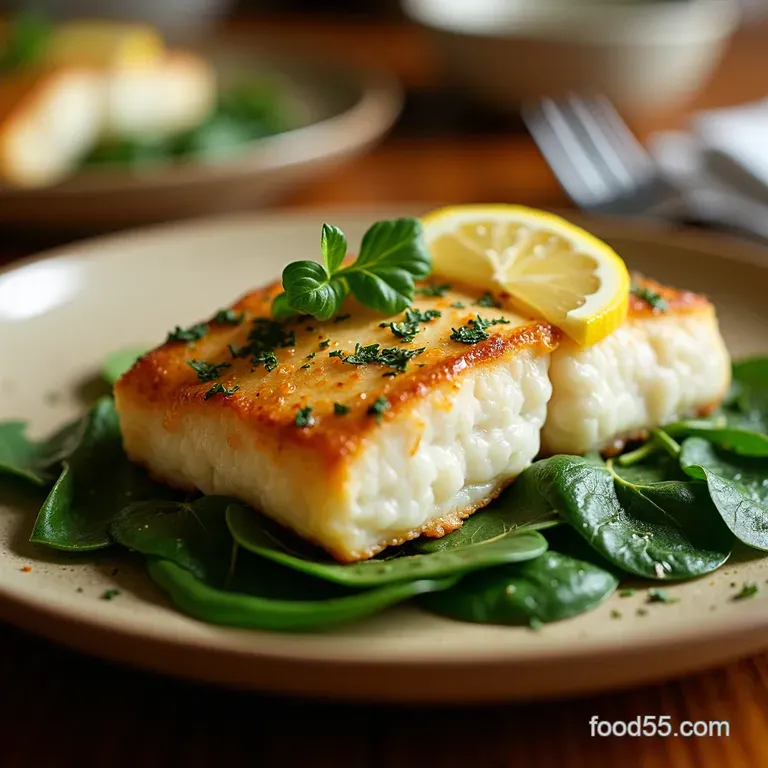 The Best Fish Florentine Lemonparmesan Fish on Saut&eacute;ed Spinach presentation