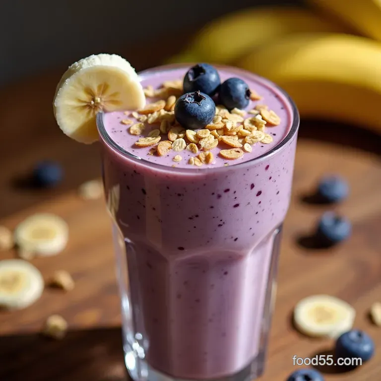 The Powerhouse Morning Glory Creamy Blueberry Banana Oatmeal Smoothie presentation