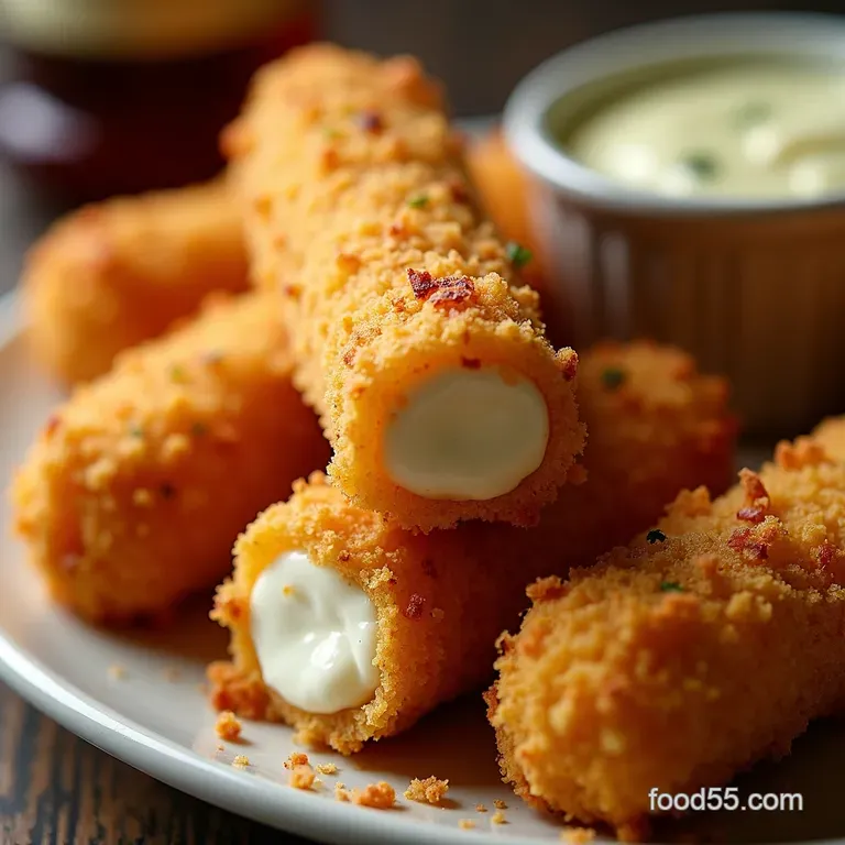 The Skinny Dipper Crispy Baked Mozzarella Sticks presentation