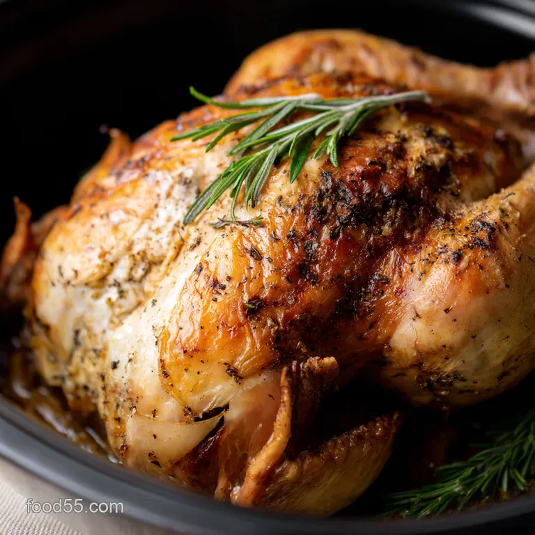 The Ultimate Lazy Sunday Crockpot Roast Chicken presentation
