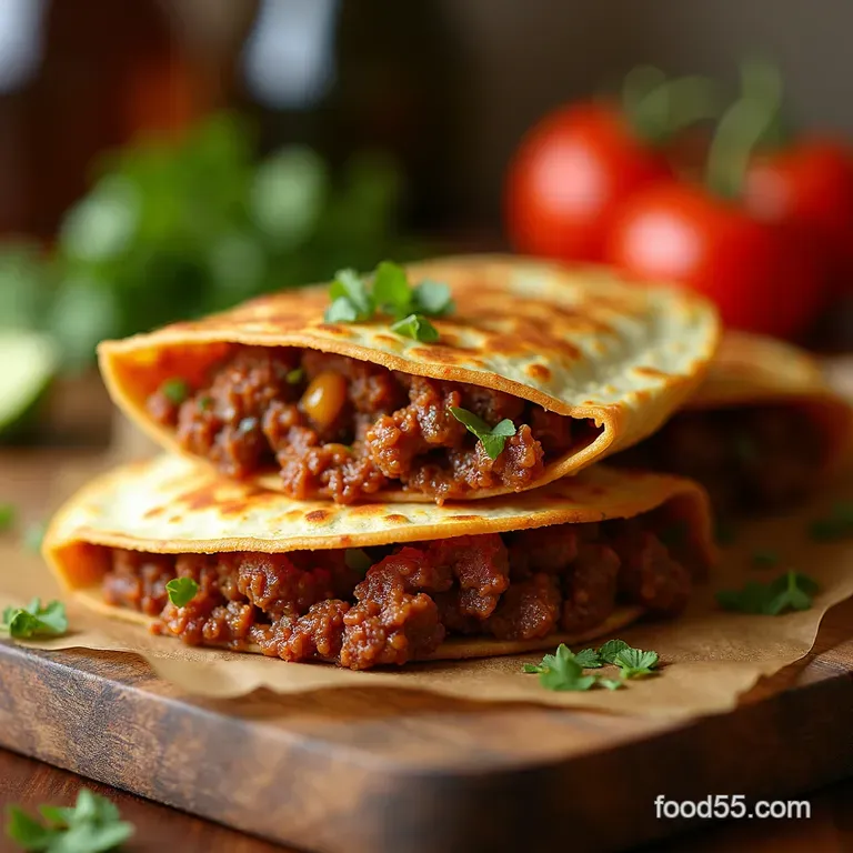 The Ultimate Picadillo Quesadilla Savoury Spiced Beef in a Crispy Shell presentation