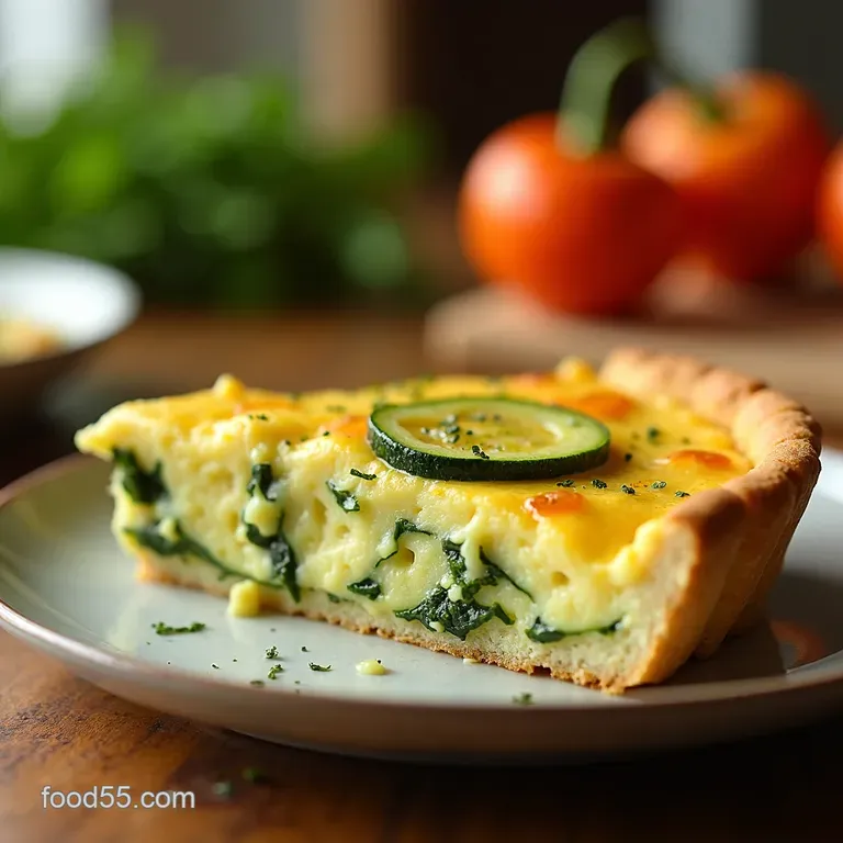Threecheese Zucchini Quiche Golden Savory Summer Custard presentation