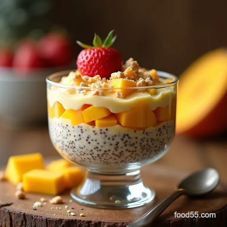 Tropical Coconut Mango Chia Pudding Creamy Mango Parfait presentation