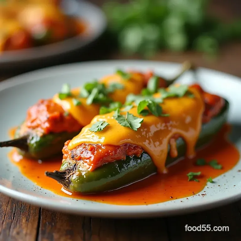Turkey Enchilada Stuffed Poblanos Rellenos