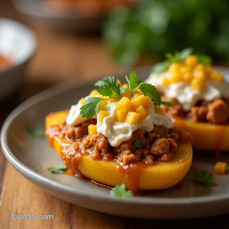 Turkey Picadillostuffed Sweet Plantains presentation