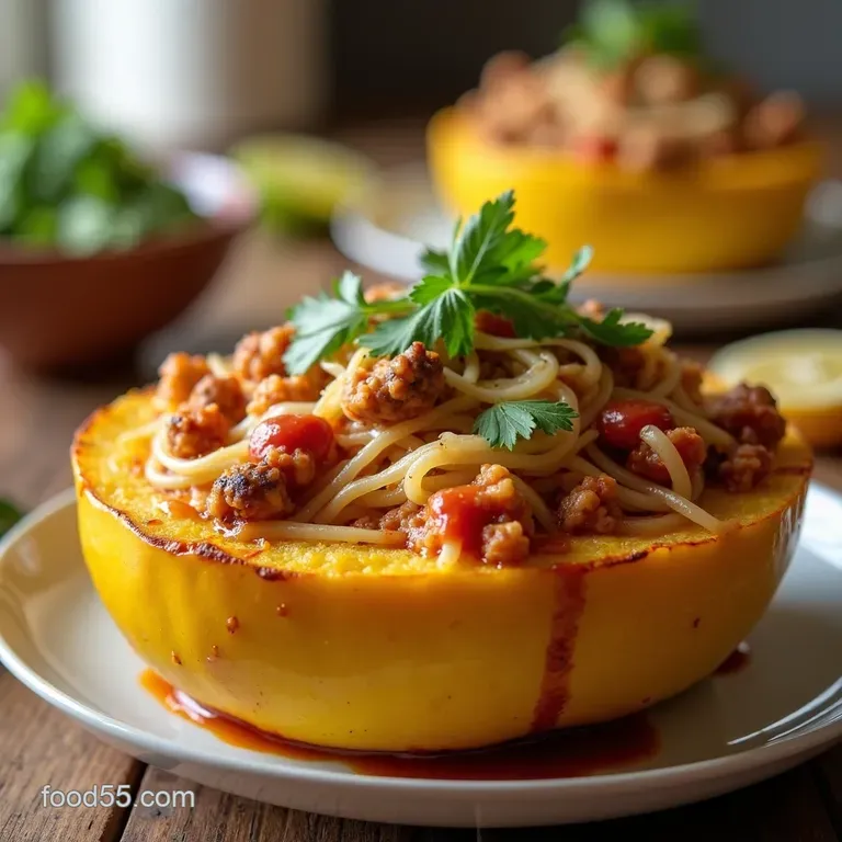 Turkey Taco Spaghetti Squash Tacospiced Turkey Boats presentation