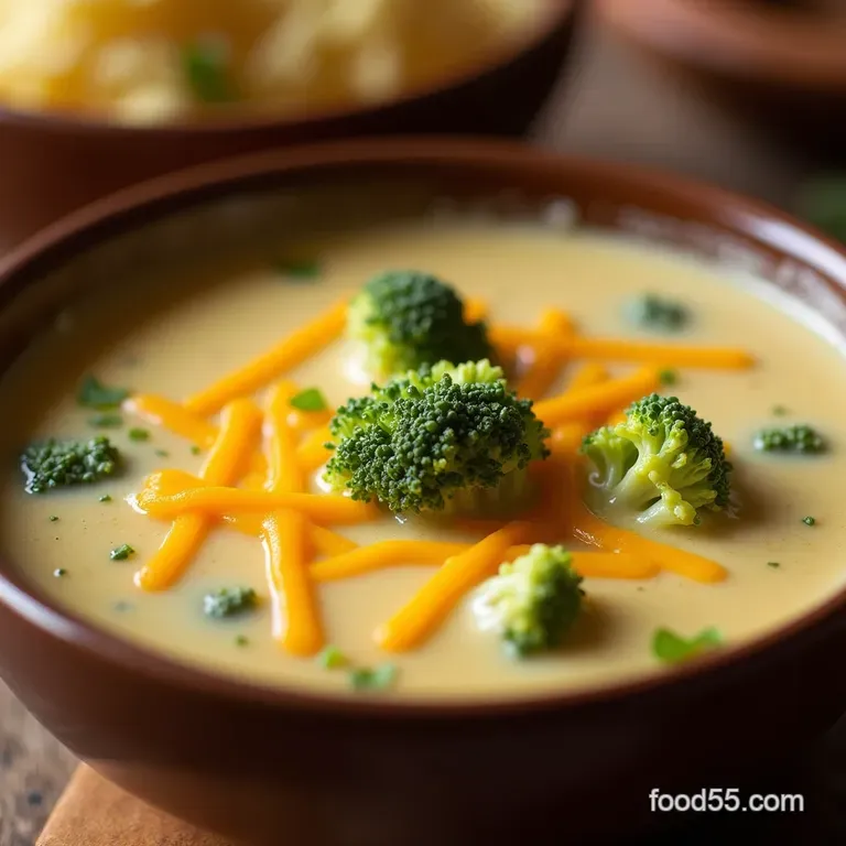 The Ultimate Creamy Broccoli Cheddar Soup presentation