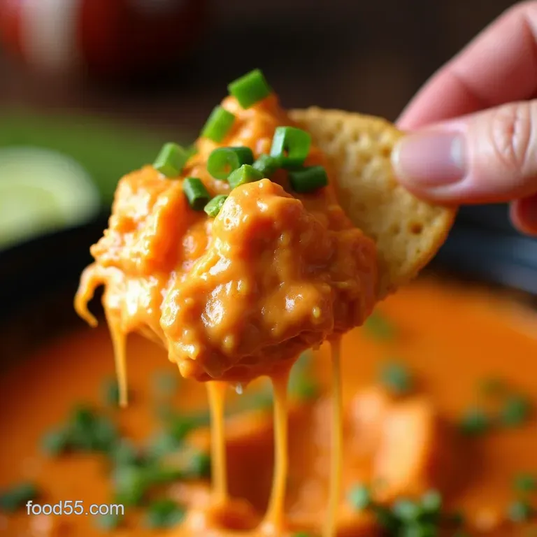 Ultimate Buffalo Chicken Dip Crock Pot or Baked presentation