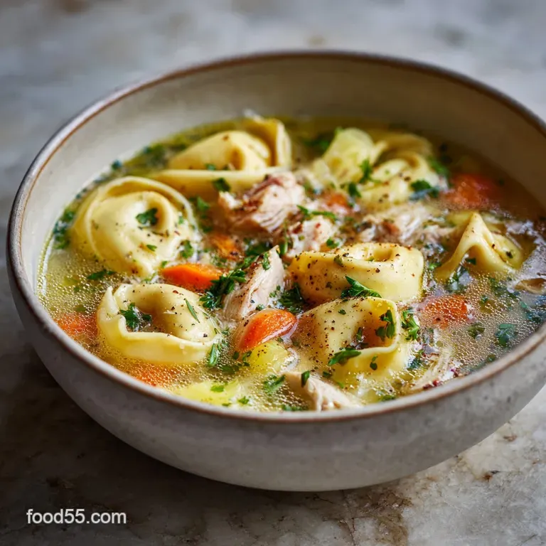 The Ultimate Cosy Chicken and Cheesy Tortellini Soup presentation
