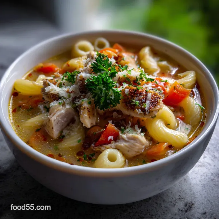 The Ultimate Chicken Pasta Soup Recipe presentation