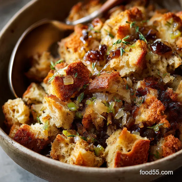 Thanksgiving Side Dishes: Ultimate Umami Sourdough Dressing with Wild Mushrooms presentation