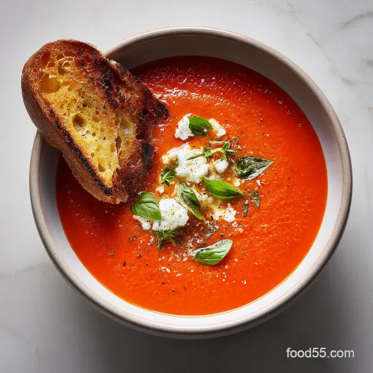 Tomato Basil Soup: the Velvety San Marzano Classic presentation