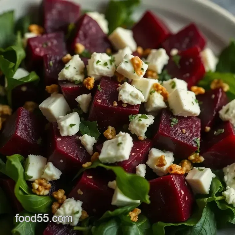Vibrant Beet and Feta Salad with Walnuts and Creamy Tahini Dressing
