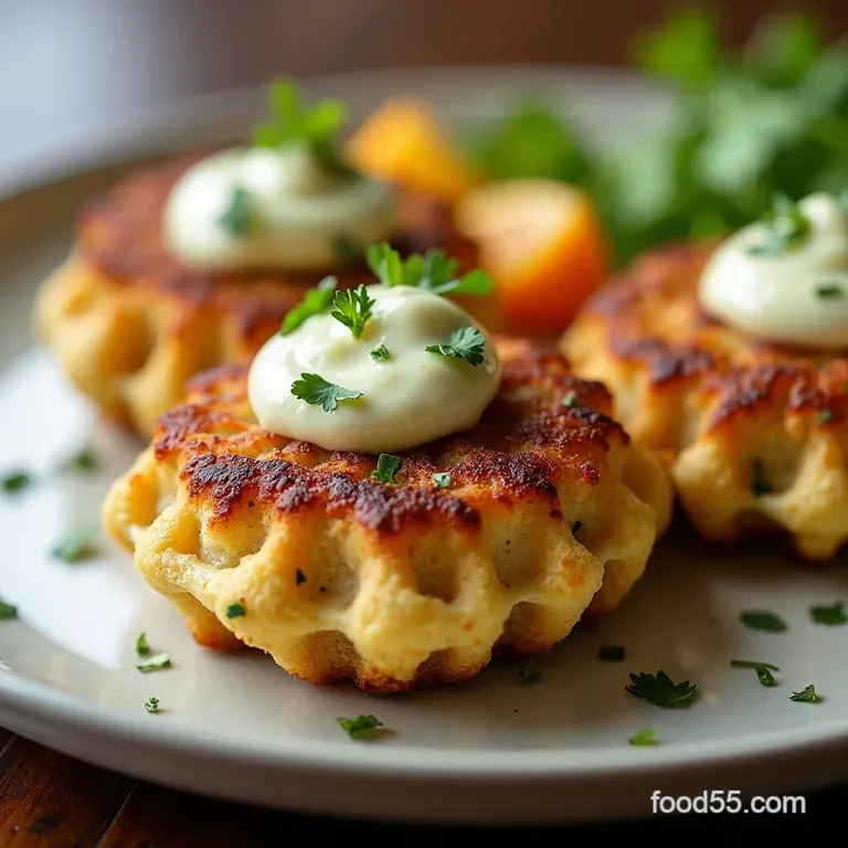 Waffled Crab Cakes with LemonHerb Aioli