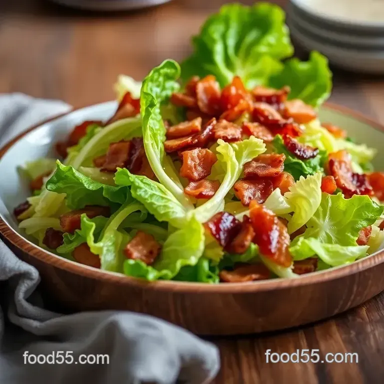 Warm Wilted Lettuce Salad with Bacon and Garlic presentation