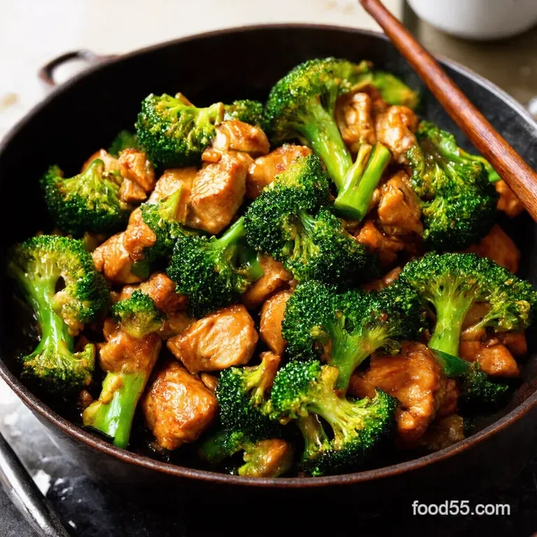 Weeknight Gingergarlic Chicken Broccoli Stirfry presentation