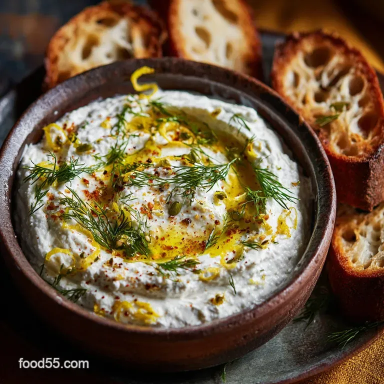 The Silky Smooth Italian Job Whipped Ricotta Dip with Lemon and Chives presentation