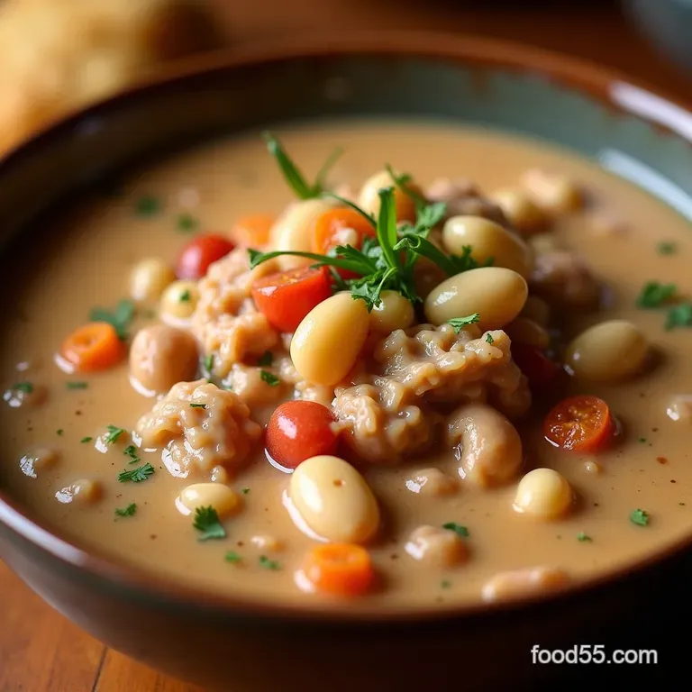 Snow Day Comfort Creamy White Bean Turkey Chili No Tomato Required presentation
