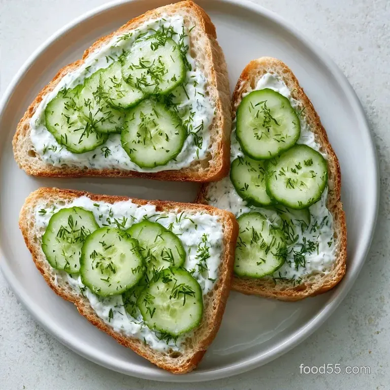 Simple White Bread Cucumber Sandwiches with Dill
