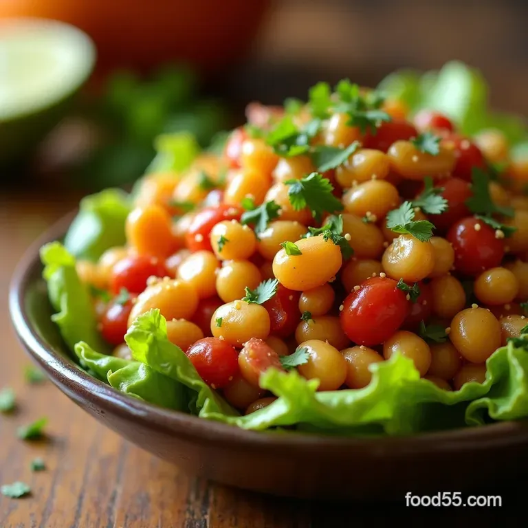 Sunshine Fiesta Bean Salad with Zesty Lime Vinaigrette presentation