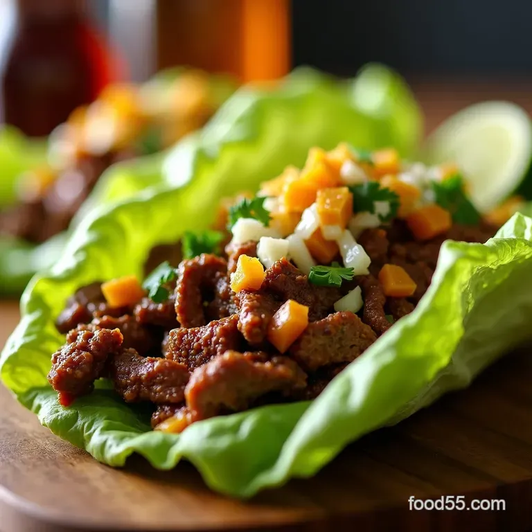 Zesty Steak Taco Lettuce Wraps Carne Asadastyle presentation